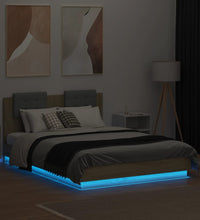 Bettgestell mit Kopfteil & LED-Leuchten Sonoma-Eiche 140x190cm