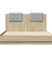 Bettgestell mit Kopfteil & LED-Leuchten Sonoma-Eiche 140x190cm
