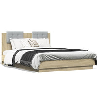 Bettgestell mit Kopfteil & LED-Leuchten Sonoma-Eiche 140x190cm