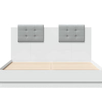 Bettgestell mit Kopfteil und LED-Leuchten Weiß 135x190 cm