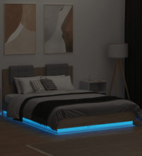 Bettgestell mit Kopfteil & LED-Leuchten Sonoma-Eiche 135x190cm