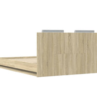 Bettgestell mit Kopfteil & LED-Leuchten Sonoma-Eiche 135x190cm