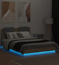 Bettgestell mit Kopfteil und LED Sonoma-Eiche 120x190 cm