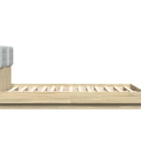 Bettgestell mit Kopfteil und LED Sonoma-Eiche 120x190 cm