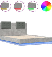 Bettgestell mit Kopfteil und LED Betongrau 120x190 cm