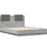 Bettgestell mit Kopfteil und LED Betongrau 120x190 cm