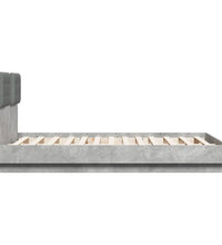 Bettgestell mit Kopfteil und LED Betongrau 120x190 cm