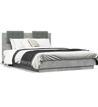 Bettgestell mit Kopfteil und LED Betongrau 120x190 cm