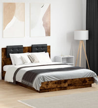 Bettgestell mit Kopfteil und LED Räuchereiche 120x190 cm