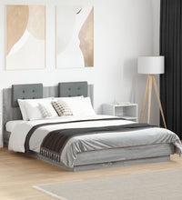 Bettgestell mit Kopfteil und LED Grau Sonoma-Eiche 120x190 cm