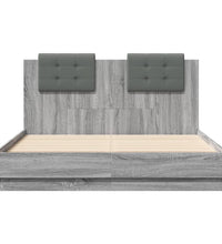 Bettgestell mit Kopfteil und LED Grau Sonoma-Eiche 120x190 cm