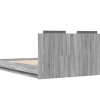 Bettgestell mit Kopfteil und LED Grau Sonoma-Eiche 120x190 cm