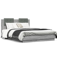 Bettgestell mit Kopfteil und LED Grau Sonoma-Eiche 120x190 cm