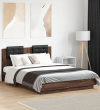 Bettgestell mit Kopfteil und LED Braun Eiche-Optik 120x190 cm