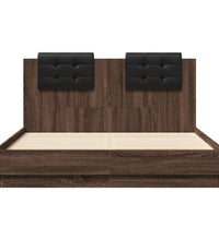 Bettgestell mit Kopfteil und LED Braun Eiche-Optik 120x190 cm