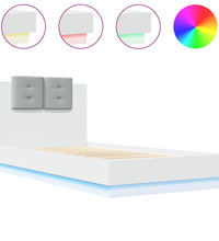Bettgestell mit Kopfteil und LED-Leuchten Weiß 90x190 cm