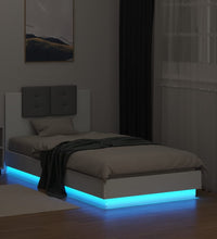 Bettgestell mit Kopfteil und LED-Leuchten Weiß 90x190 cm