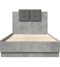 Bettgestell mit Kopfteil und LED-Leuchten Betongrau 90x190 cm