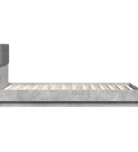 Bettgestell mit Kopfteil und LED-Leuchten Betongrau 90x190 cm