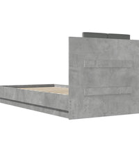 Bettgestell mit Kopfteil und LED-Leuchten Betongrau 90x190 cm