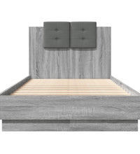 Bettgestell mit Kopfteil und LED-Leuchten Grau Sonoma 90x190 cm