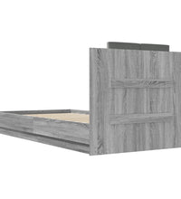 Bettgestell mit Kopfteil und LED-Leuchten Grau Sonoma 90x190 cm