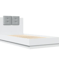 Bettgestell mit Kopfteil und LED-Leuchten Weiß 75x190 cm