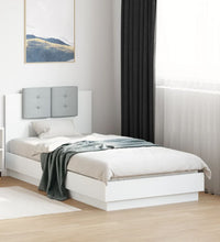 Bettgestell mit Kopfteil und LED-Leuchten Weiß 75x190 cm