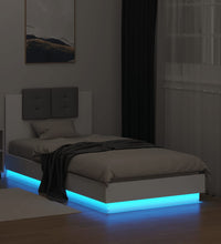Bettgestell mit Kopfteil und LED-Leuchten Weiß 75x190 cm