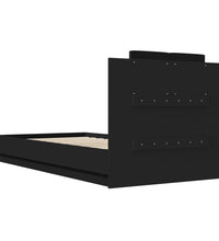 Bettgestell mit Kopfteil und LED-Leuchten Schwarz 75x190 cm