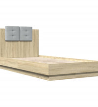 Bettgestell mit Kopfteil und LED-Leuchten Sonoma-Eiche 75x190cm