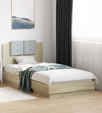 Bettgestell mit Kopfteil und LED-Leuchten Sonoma-Eiche 75x190cm