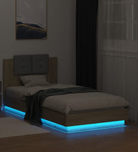 Bettgestell mit Kopfteil und LED-Leuchten Sonoma-Eiche 75x190cm