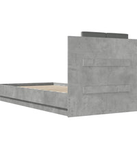 Bettgestell mit Kopfteil und LED-Leuchten Betongrau 75x190 cm