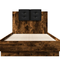 Bettgestell mit Kopfteil und LED-Leuchten Räuchereiche 75x190cm