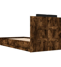 Bettgestell mit Kopfteil und LED-Leuchten Räuchereiche 75x190cm