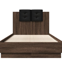 Bettgestell mit Kopfteil und LED-Leuchten Braun Eiche 75x190 cm