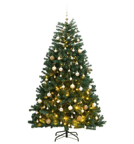 Künstlicher Weihnachtsbaum Klappbar 300 LEDs & Kugeln 240 cm