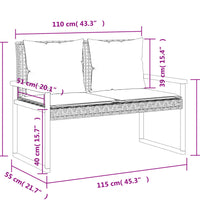 Gartenbank mit Kissen Schwarz Poly Rattan Akazienholz
