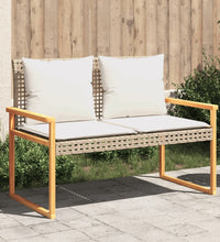 Gartenbank mit Kissen Beige Poly Rattan Akazienholz