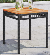 Gartentisch Schwarz 38x38x42 cm Poly Rattan Akazienholz