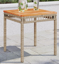 Gartentisch Beige 38x38x42 cm Poly Rattan Akazienholz