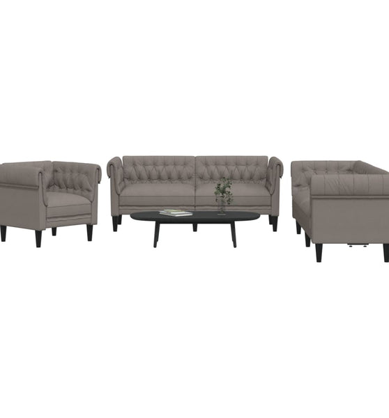 3-tlg. Sofagarnitur Taupe Stoff