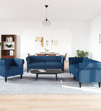 3-tlg. Sofagarnitur Blau Stoff