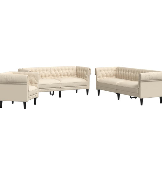 3-tlg. Sofagarnitur Creme Stoff