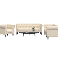 3-tlg. Sofagarnitur Creme Stoff