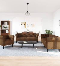 3-tlg. Sofagarnitur Braun Stoff