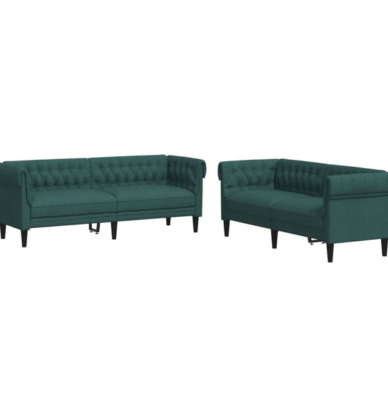 2-tlg. Sofagarnitur Dunkelgrün Stoff