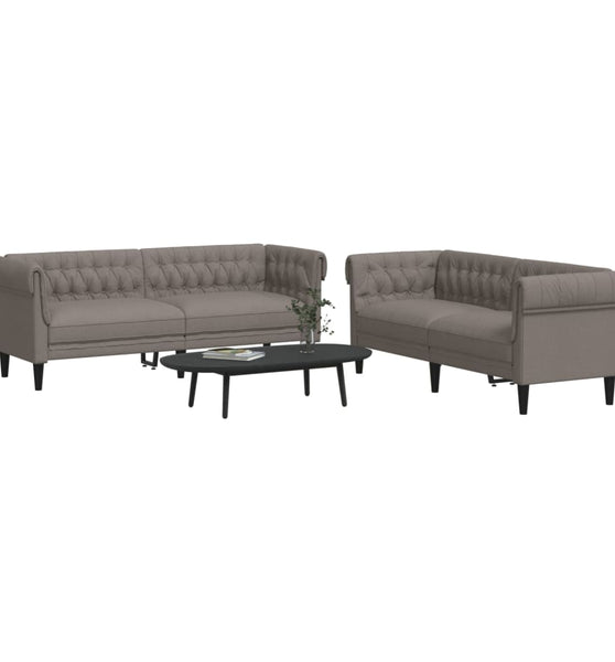 2-tlg. Sofagarnitur Taupe Stoff