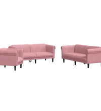 3-tlg. Sofagarnitur Rosa Samt